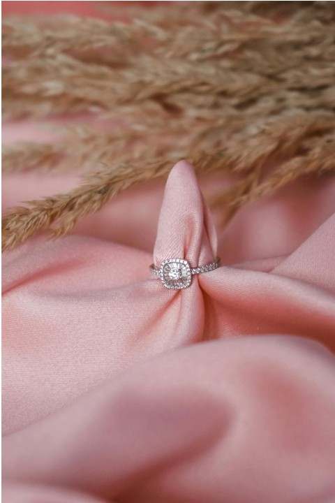 Three-stone moissanite ring